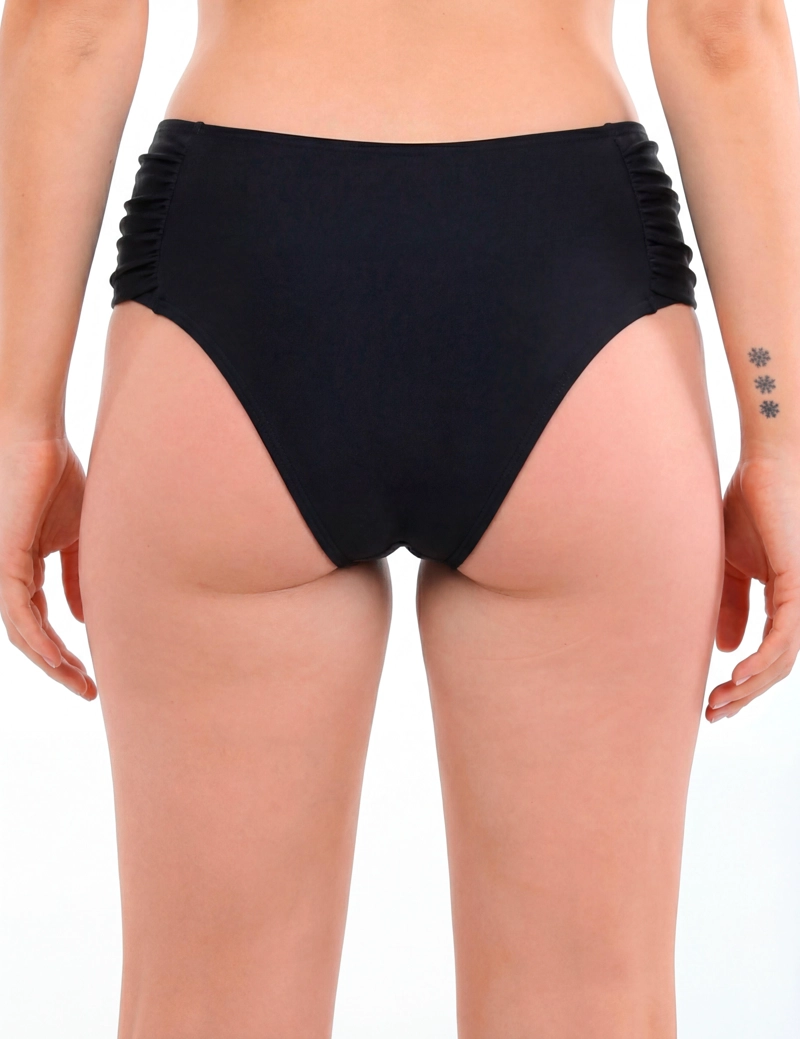 BIKINI LICRA MUJER SAMIA NEGRO CALZÓN TANGA DRAPEADO - 3
