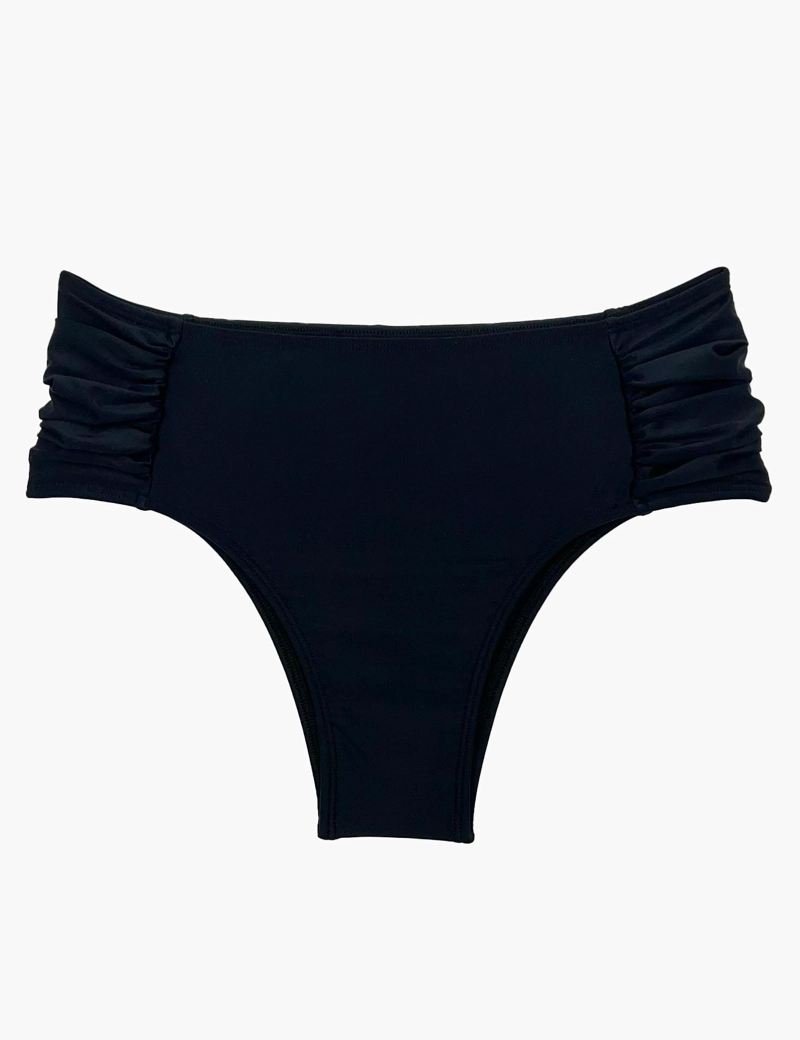 BIKINI LICRA MUJER SAMIA NEGRO CALZÓN TANGA DRAPEADO - 4