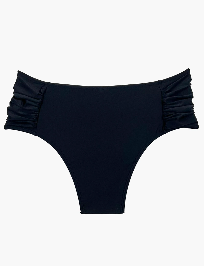 BIKINI LICRA MUJER SAMIA NEGRO CALZÓN TANGA DRAPEADO - 5