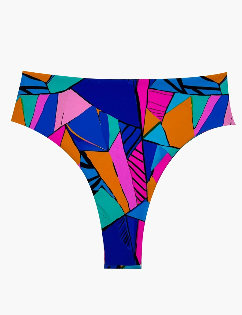 TANGA LICRA MUJER SAMIA AZUL BIKINI PIN UP ESTAMPADO - 3