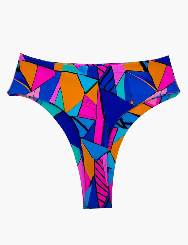 TANGA LICRA MUJER SAMIA AZUL BIKINI PIN UP ESTAMPADO - 4