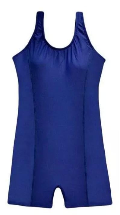 TRAJE BAÑO LICRA MUJER SAMIA AZUL MARINO DEPORTIVO MEDIA PIERNA - 1
