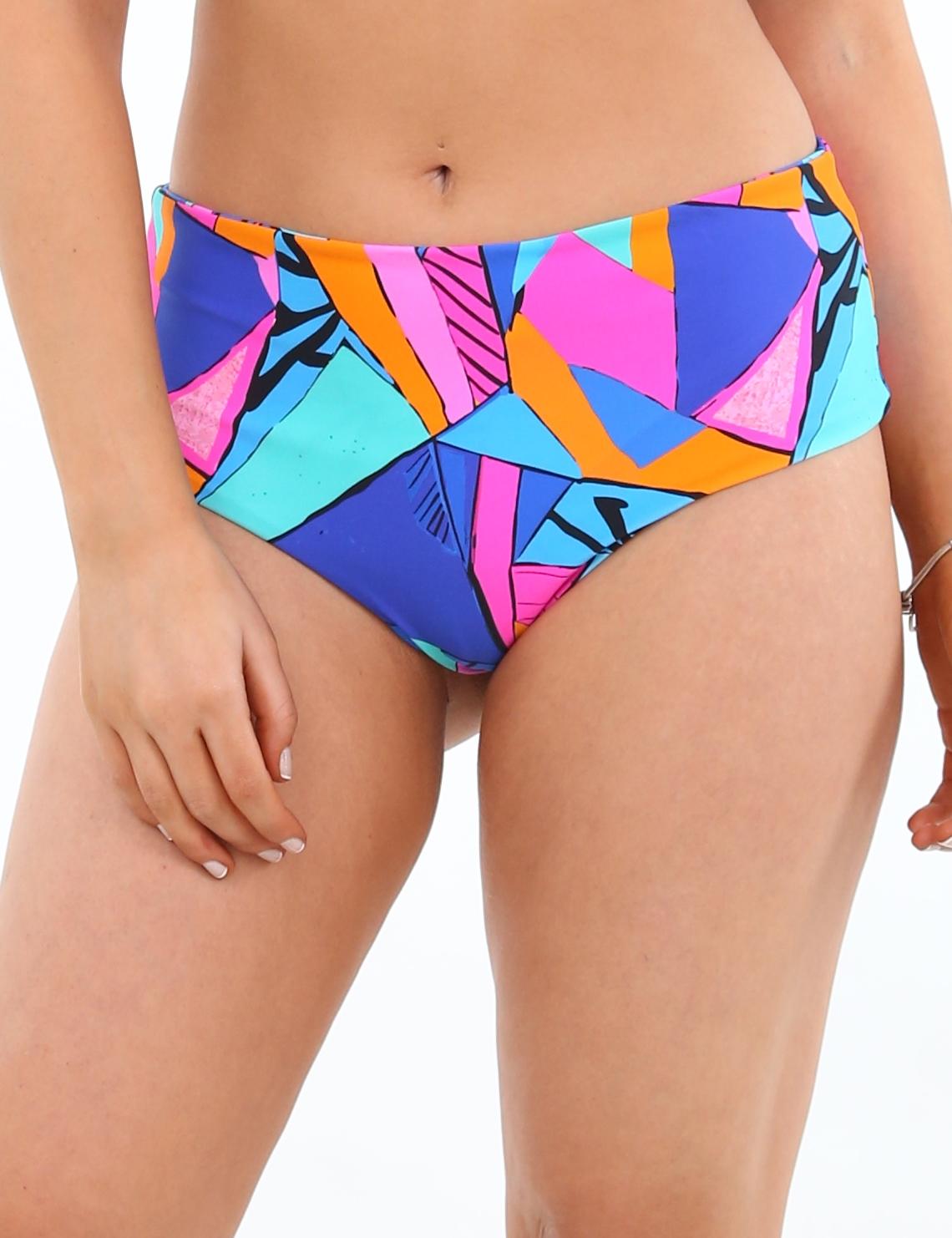BIKINI LICRA MUJER SAMIA AZUL CALZÓN COLALESS TIRO ALTO ESTAMPADO - 1