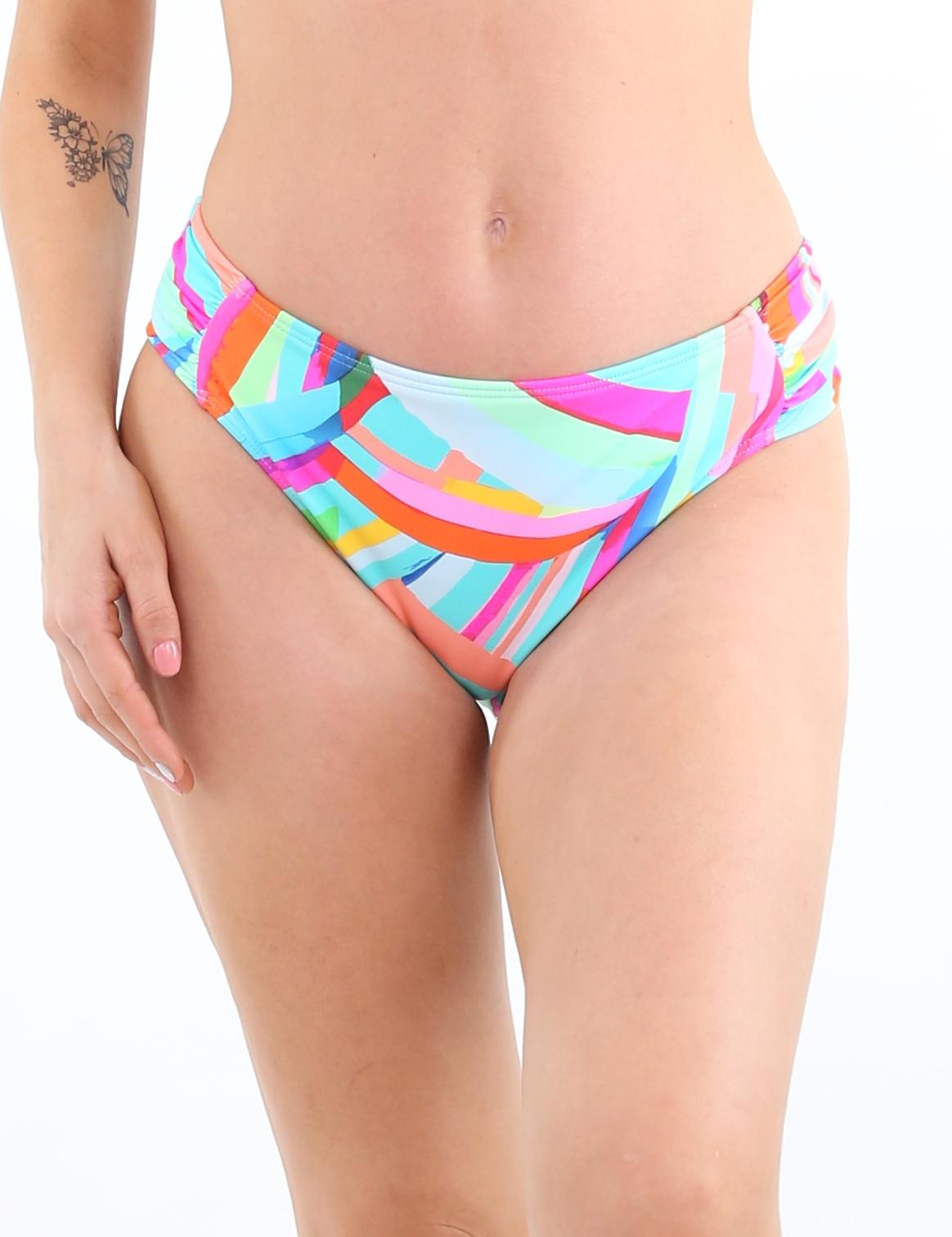 BIKINI LICRA MUJER SAMIA VERDE CLÁSICO COSTADOS DRAPEADOS ESTAMPADO - 1