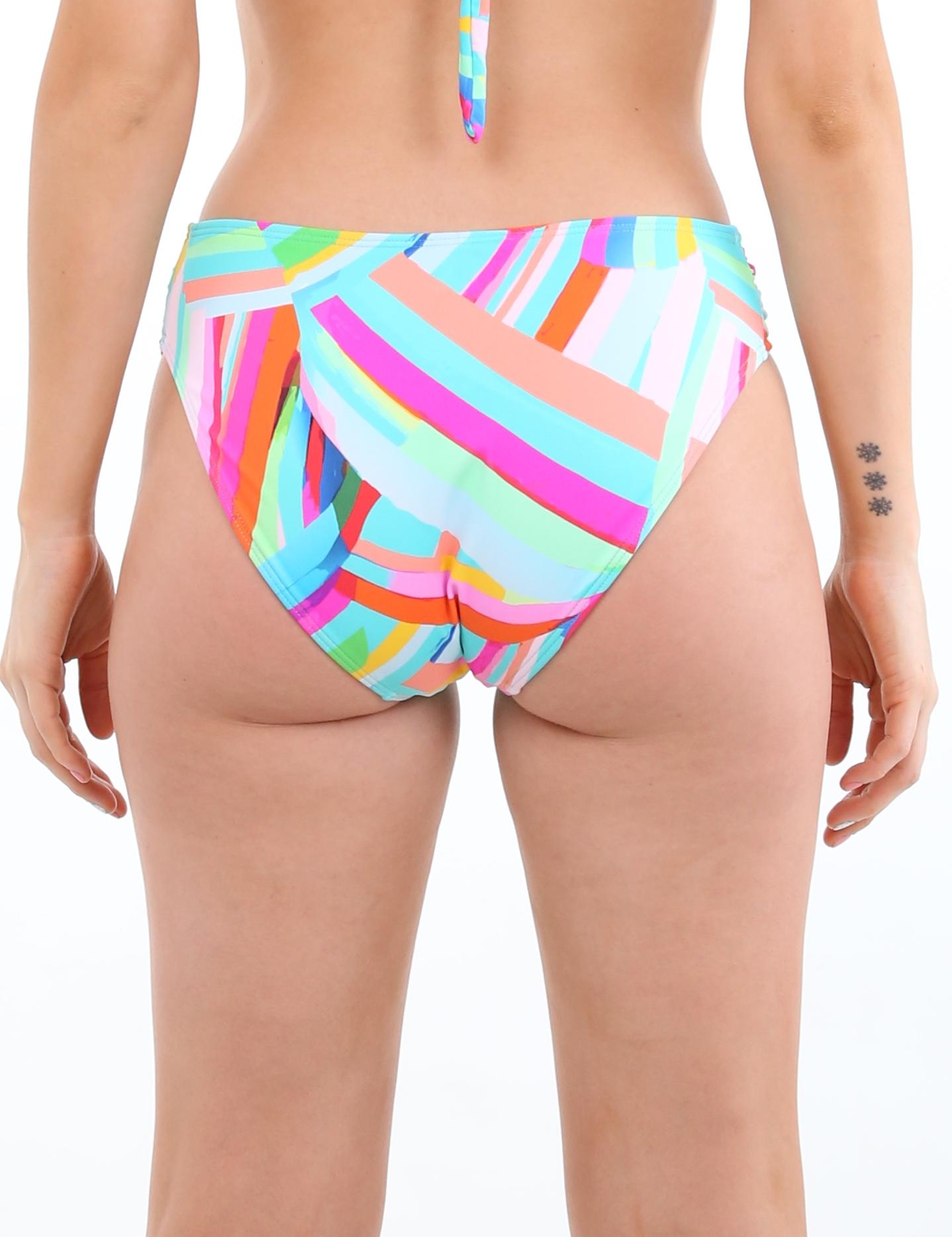 BIKINI LICRA MUJER SAMIA VERDE CLÁSICO COSTADOS DRAPEADOS ESTAMPADO - 3
