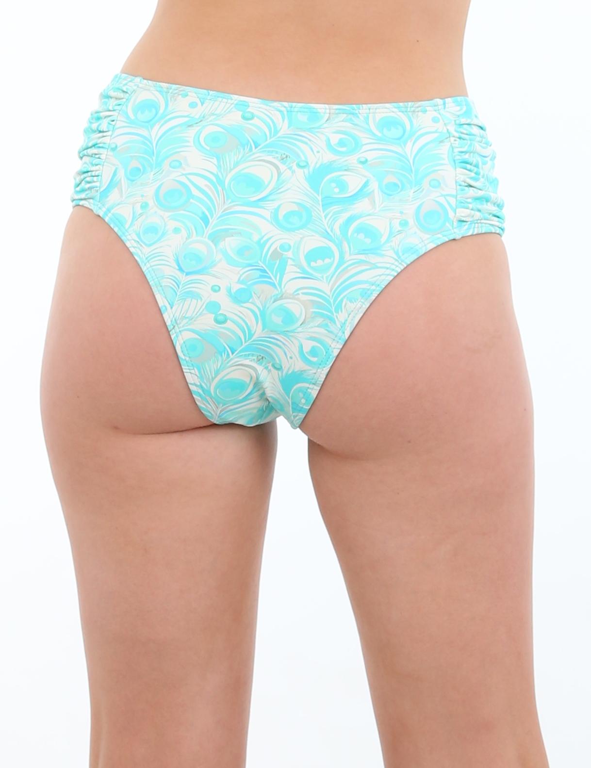 BIKINI LICRA MUJER SAMIA VERDE CALZÓN TANGA DRAPEADO ESTAMPADO - 3