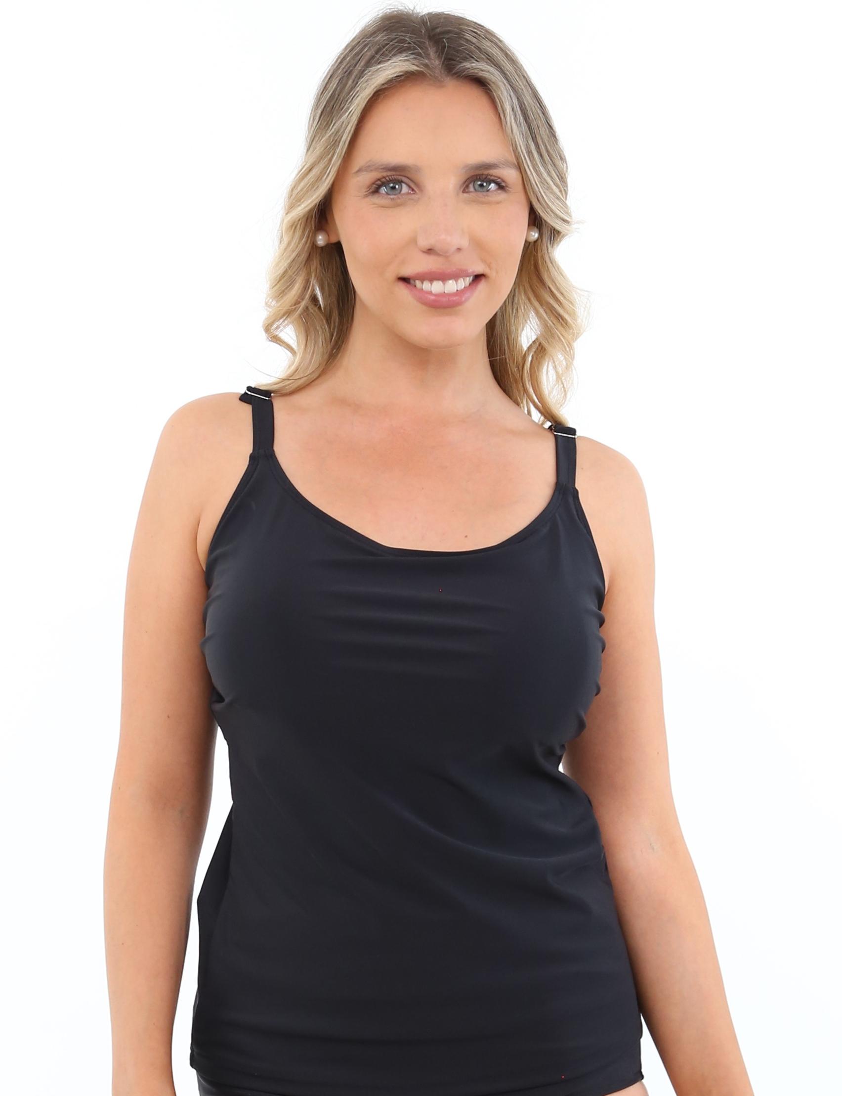 POLERA LICRA MUJER SAMIA NEGRO TANKINI BÁSICO - 1