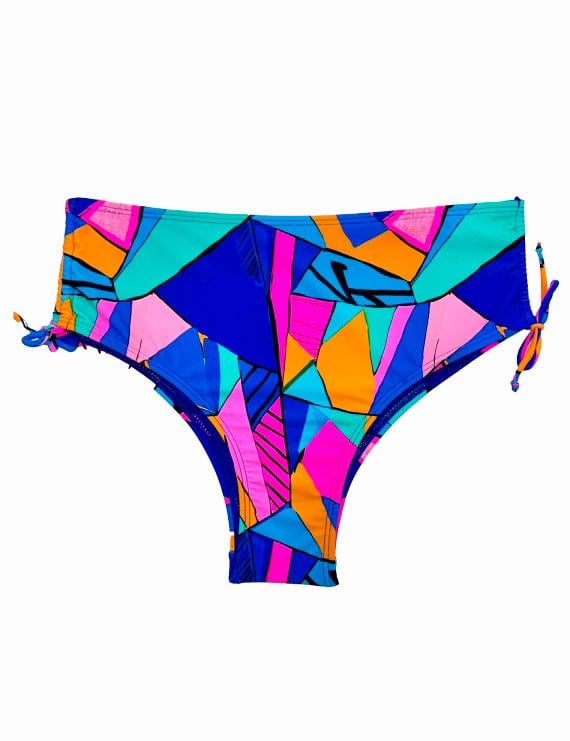 BIKINI LICRA MUJER SAMIA AZUL CALZÓN CADERA AJUSTABLE ESTAMPADO - 2