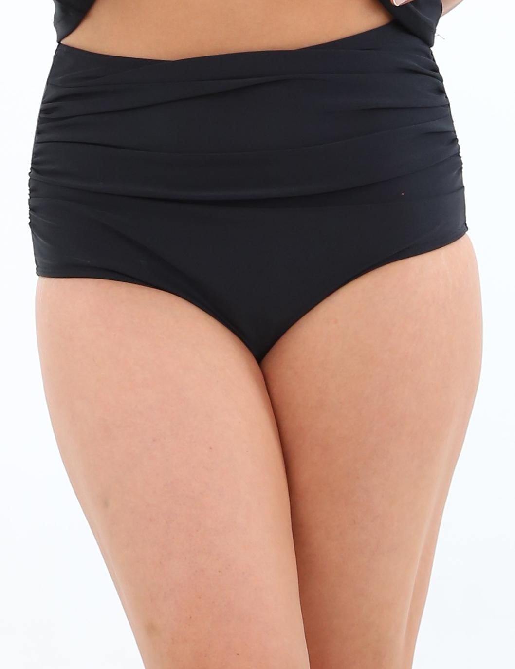 BIKINI LICRA MUJER SAMIA NEGRO CALZÓN PIN UP DRAPEADO - 1