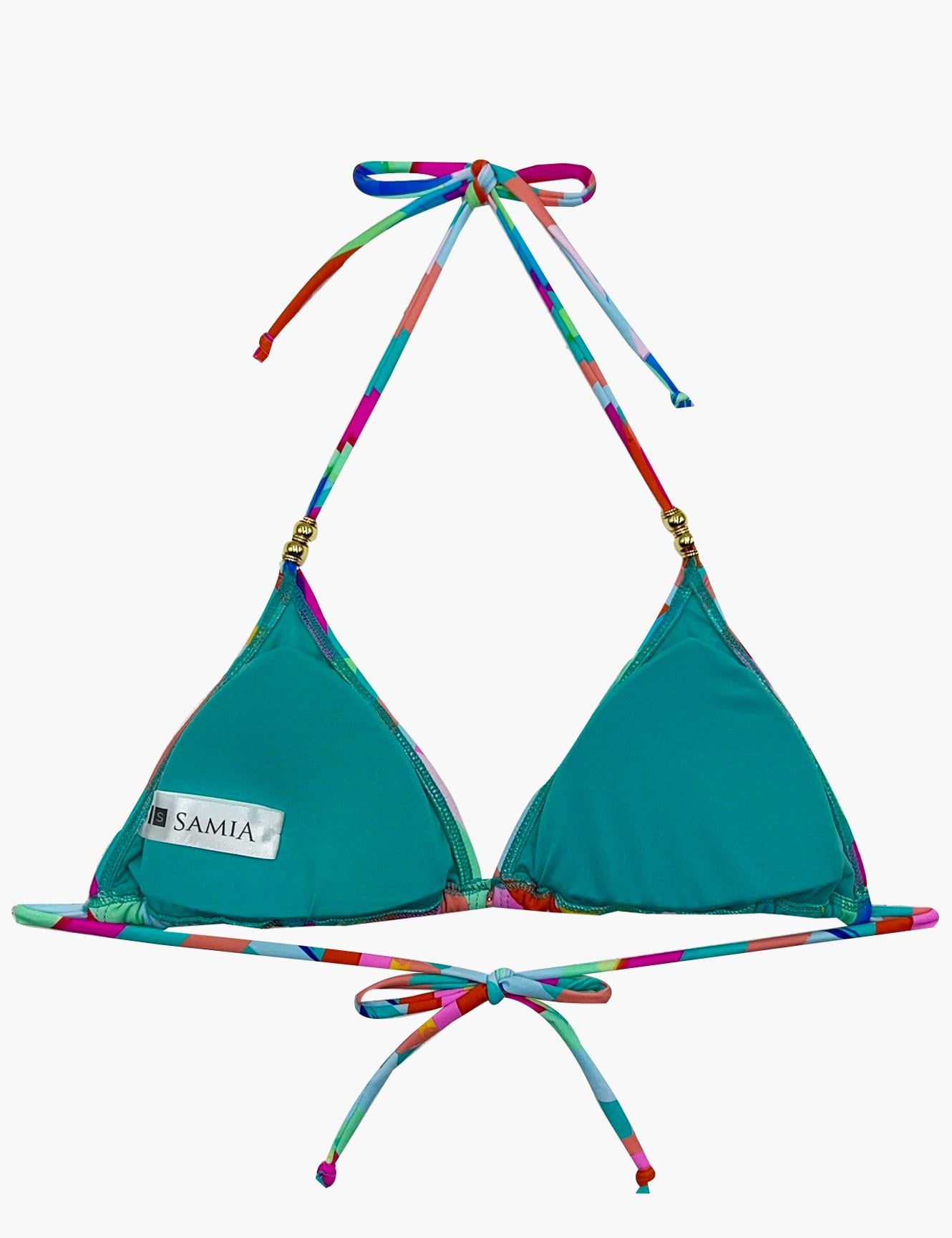 SOSTÉN LICRA MUJER SAMIA VERDE BIKINI ESTILO TRIÁNGULO CLÁSICO ESTAMPADO - 2