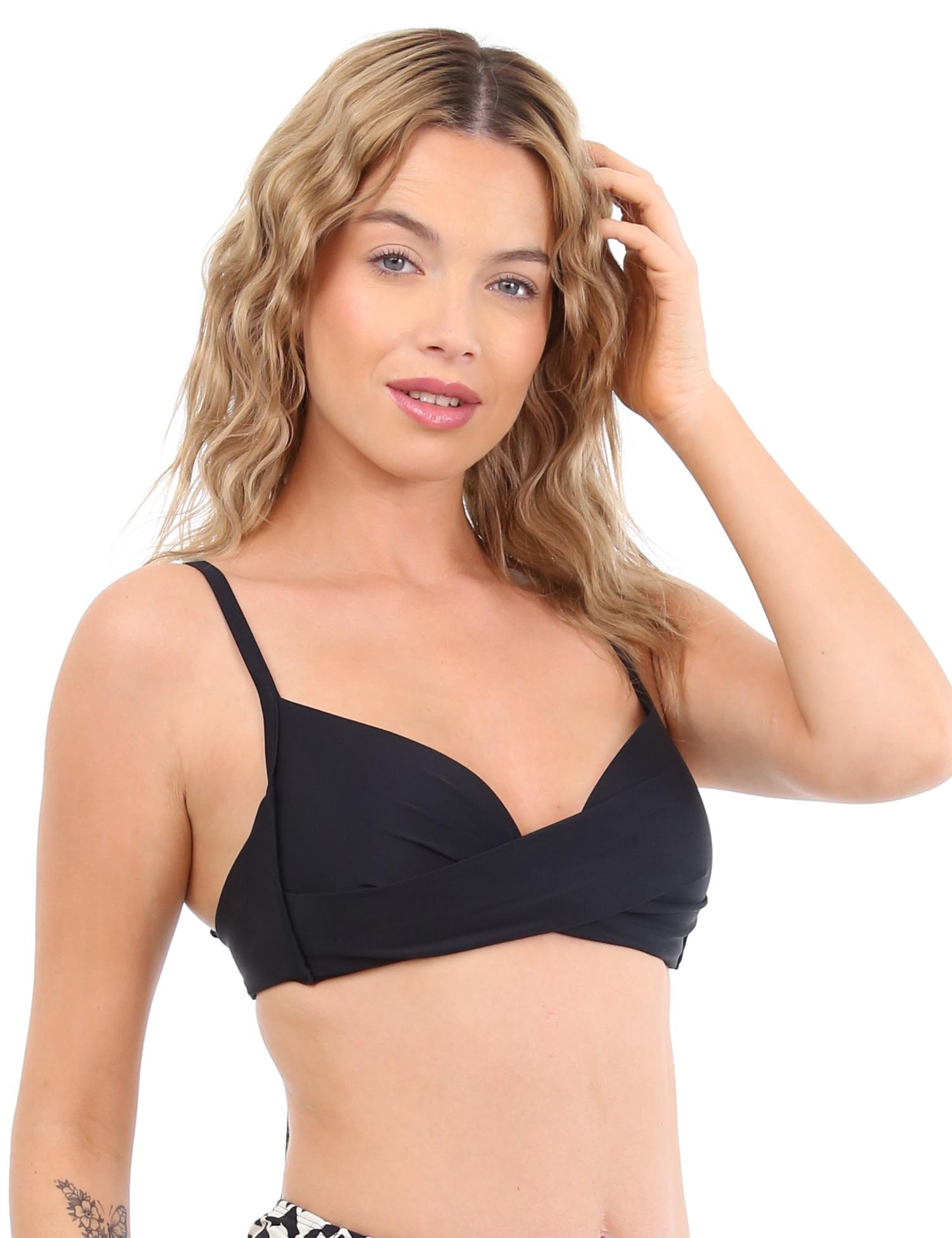 SOSTÉN LICRA MUJER SAMIA NEGRO BIKINI ESTILO DRAPEADO - 1