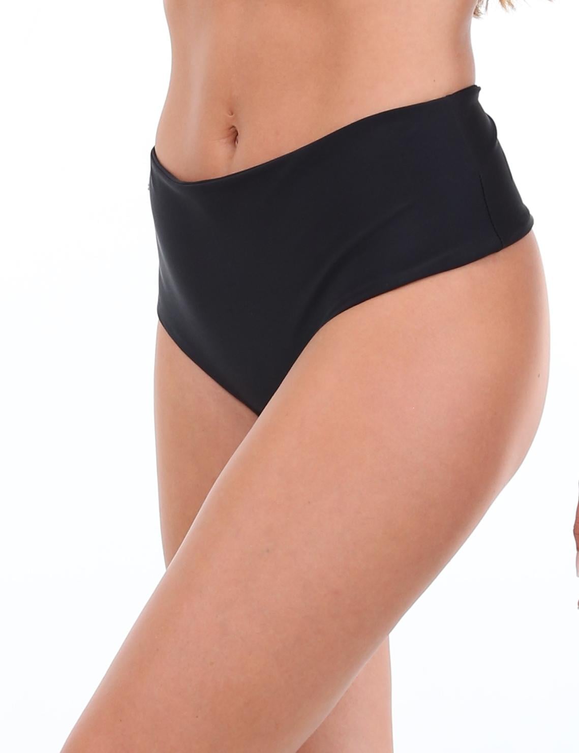 BIKINI LICRA MUJER SAMIA NEGRO CALZÓN COLALESS TIRO ALTO - 1