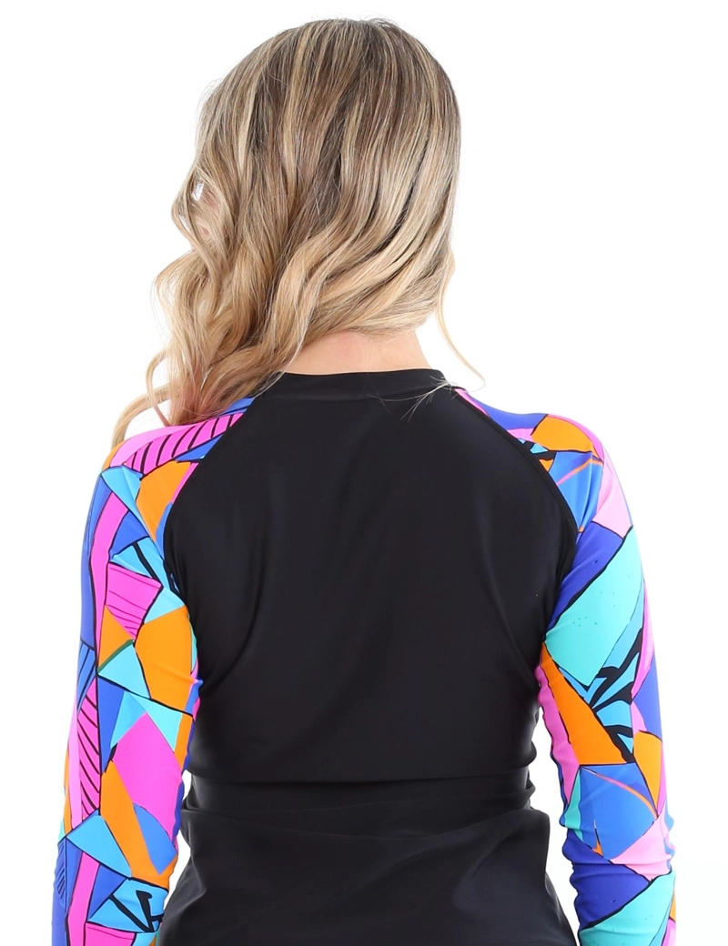 POLERA LICRA MUJER SAMIA AZUL PROTECCIÓN UV ESTAMPADO - 2