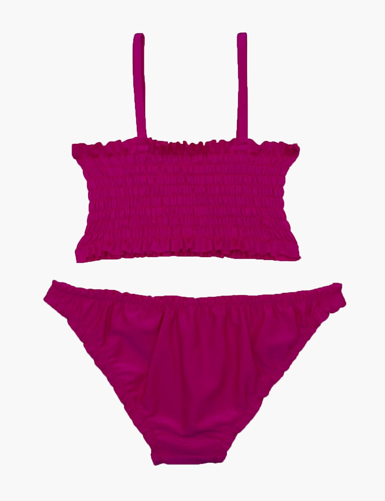 TRAJE BAÑO LICRA NIÑA SAMIA FUCSIA DOS PIEZAS - 2
