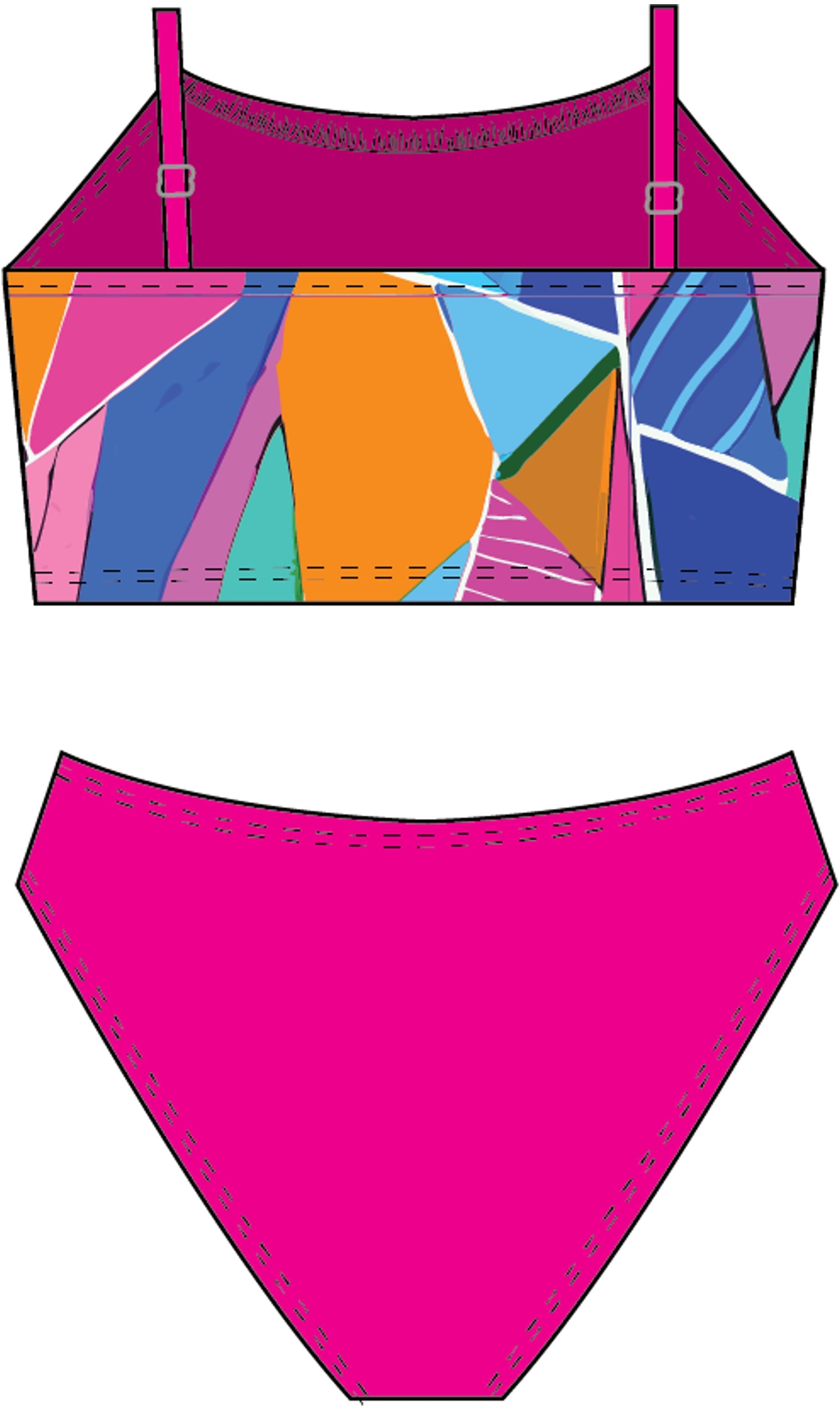 TRAJE BAÑO LICRA NIÑA SAMIA DOS PIEZAS ESTAMPADO FUCSIA - 2