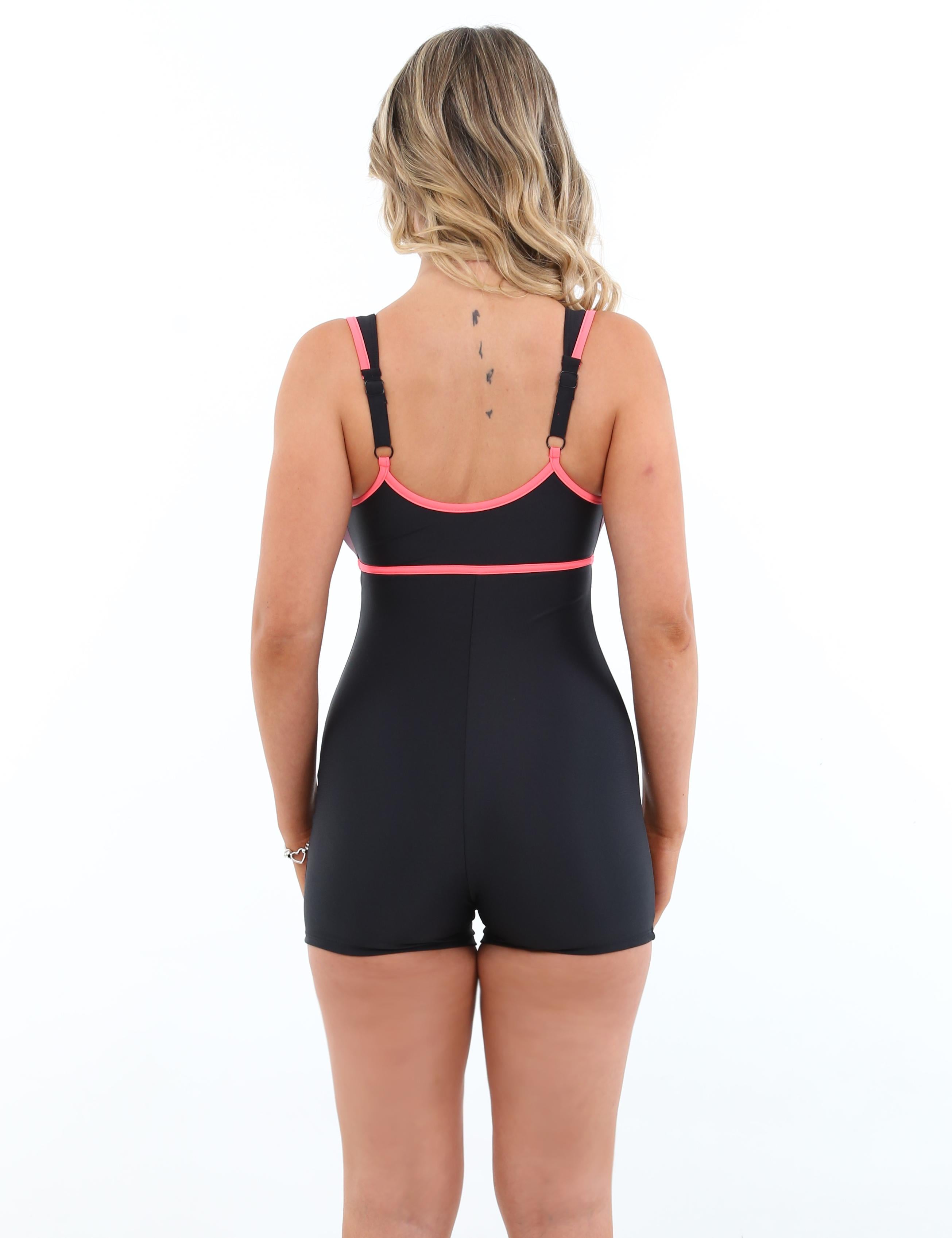 TRAJE BAÑO LICRA MUJER SAMIA ROSADO DEPORTIVO PIERNAS - 3