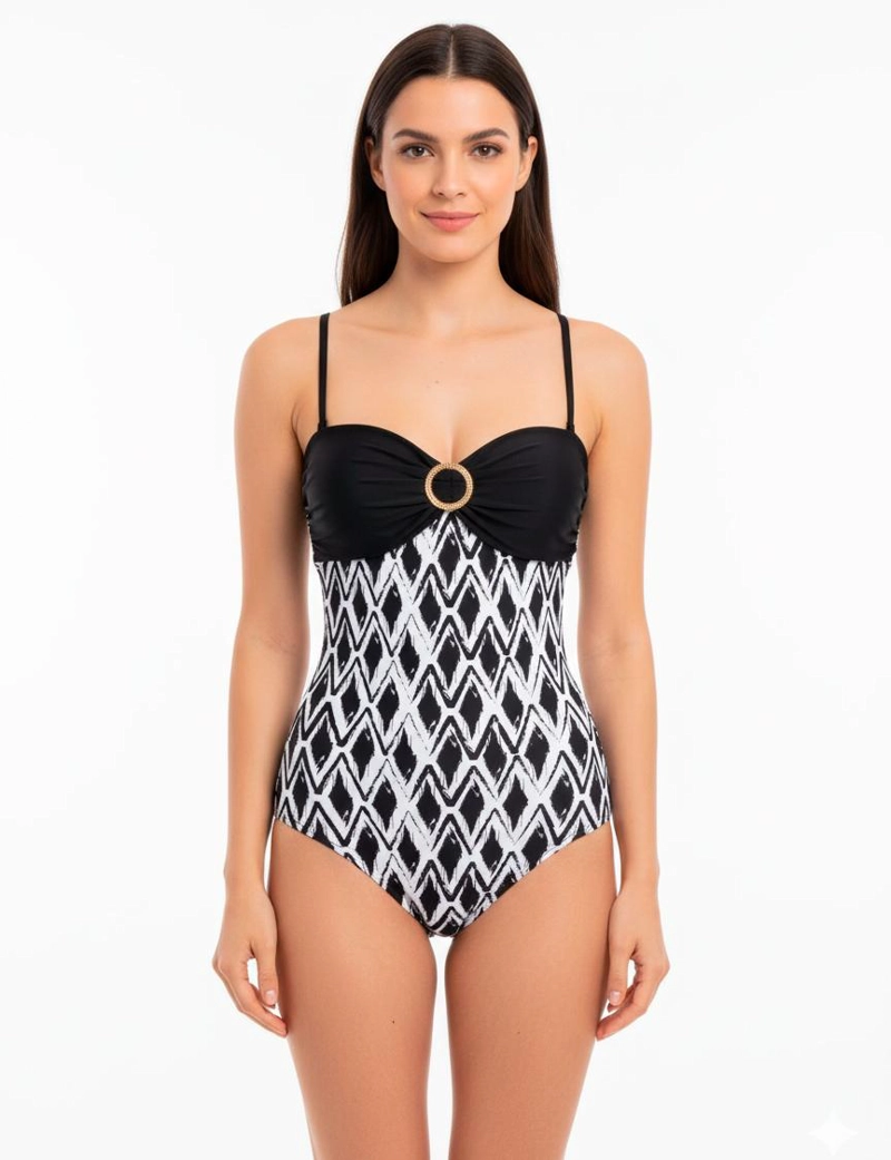 TRAJE DE BAÑO UNA PIEZA REDUCTOR STRAPLESS NEGRO - NEGRO - M - 1