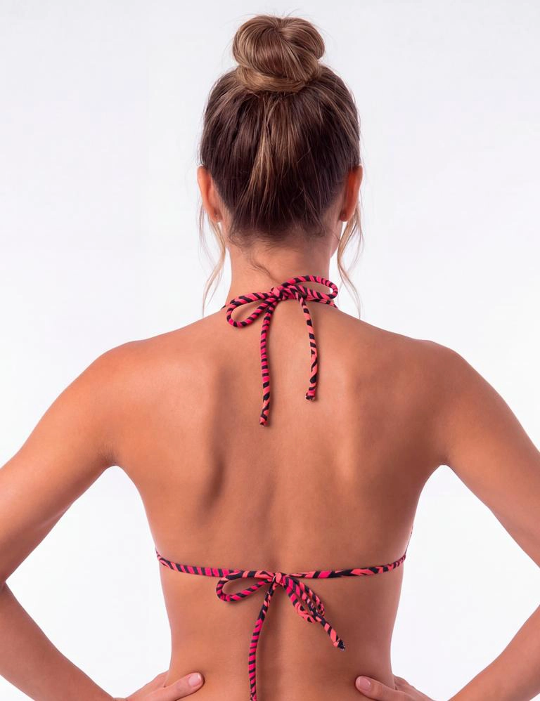 BIKINI ESTILO TRIANGULO CLASICO ESTAMPADO NEGRO - 2