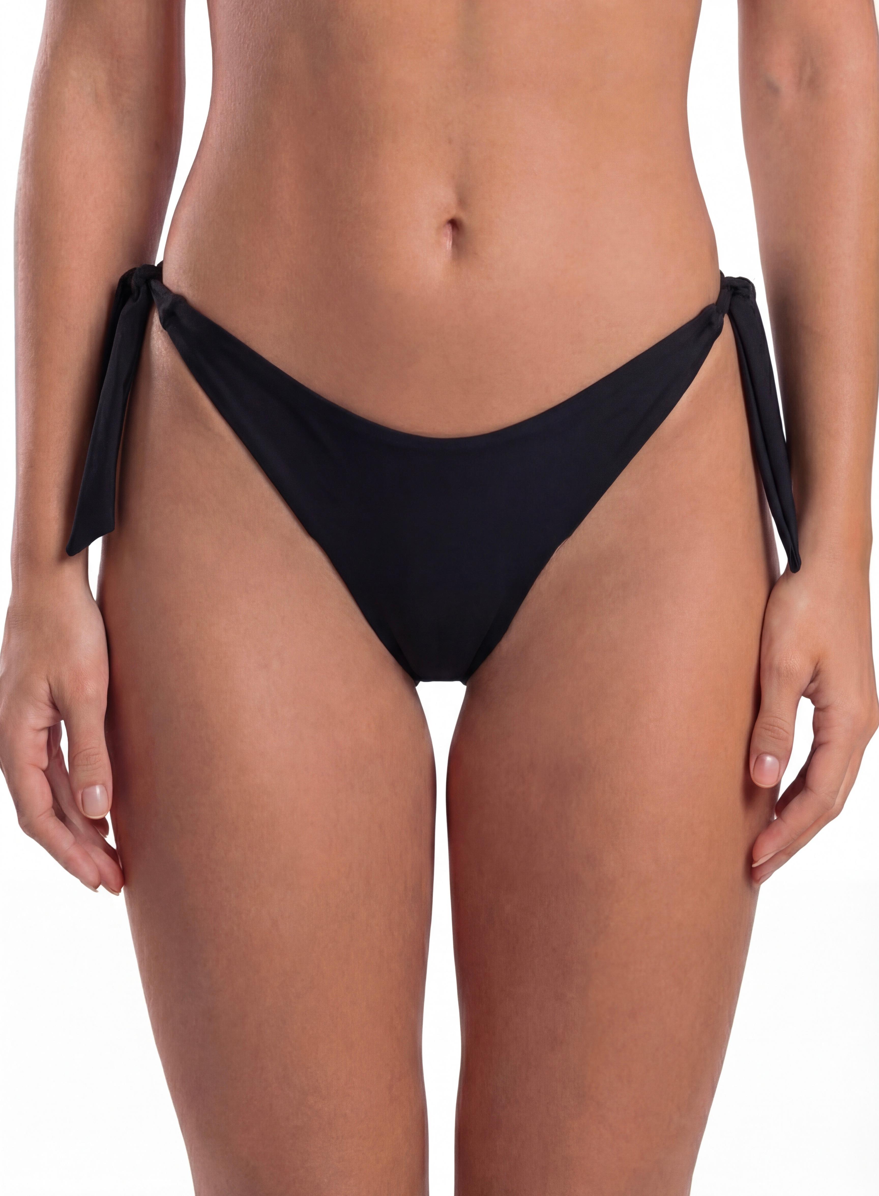 BIKINI MUJER TANGA CON AMARRAS Y PINZA NEGRO - 1