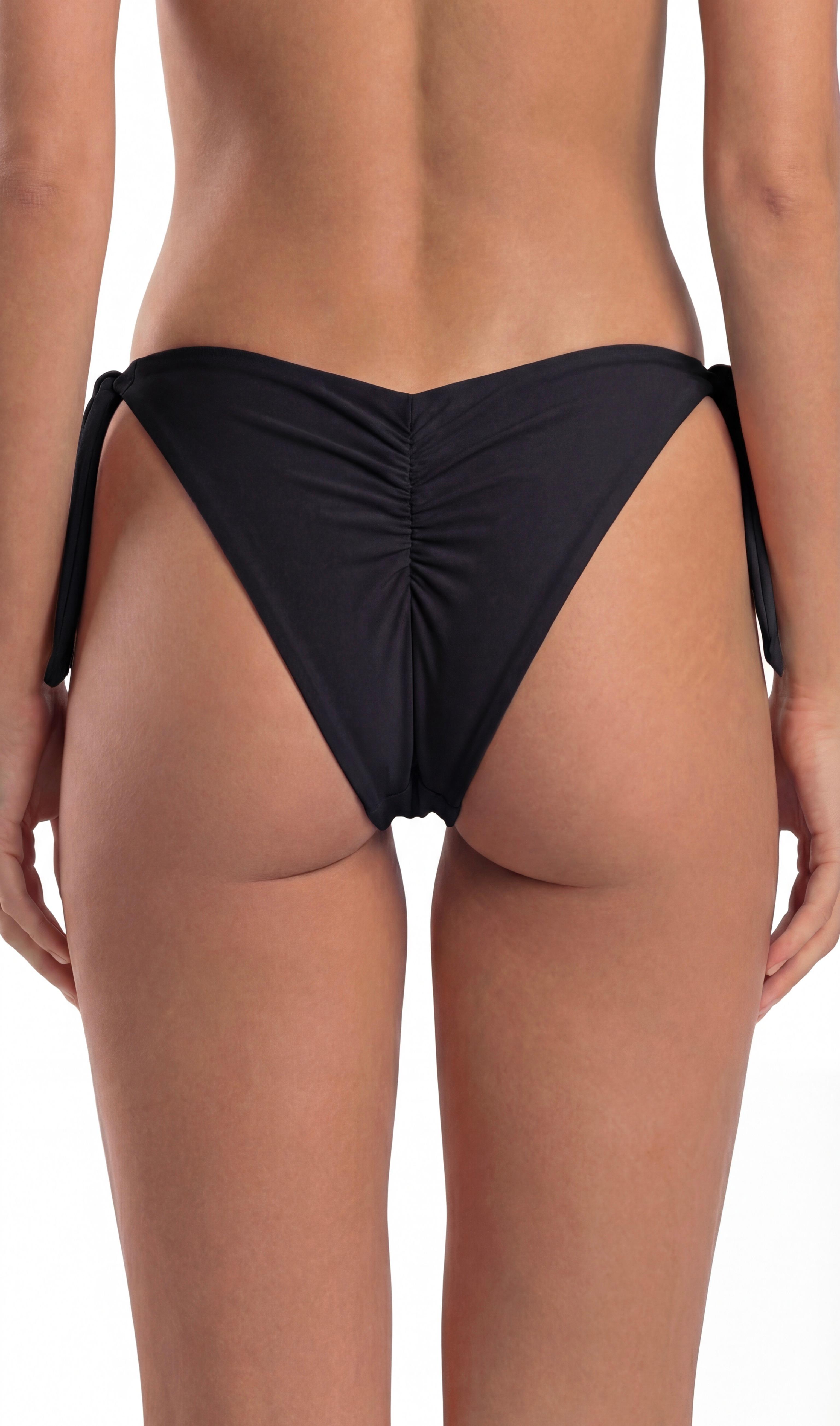 BIKINI MUJER TANGA CON AMARRAS Y PINZA NEGRO - 2
