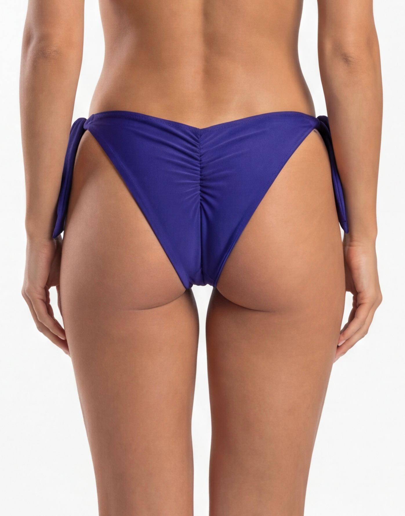 BIKINI MUJER TANGA CON AMARRAS Y PINZA AZUL BRILLANTE - 2