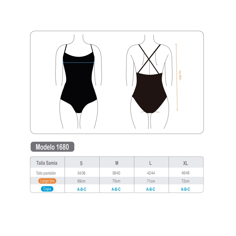 TRAJE DE BAÑO MUJER NATACION CON FRANJA ROJO - 3