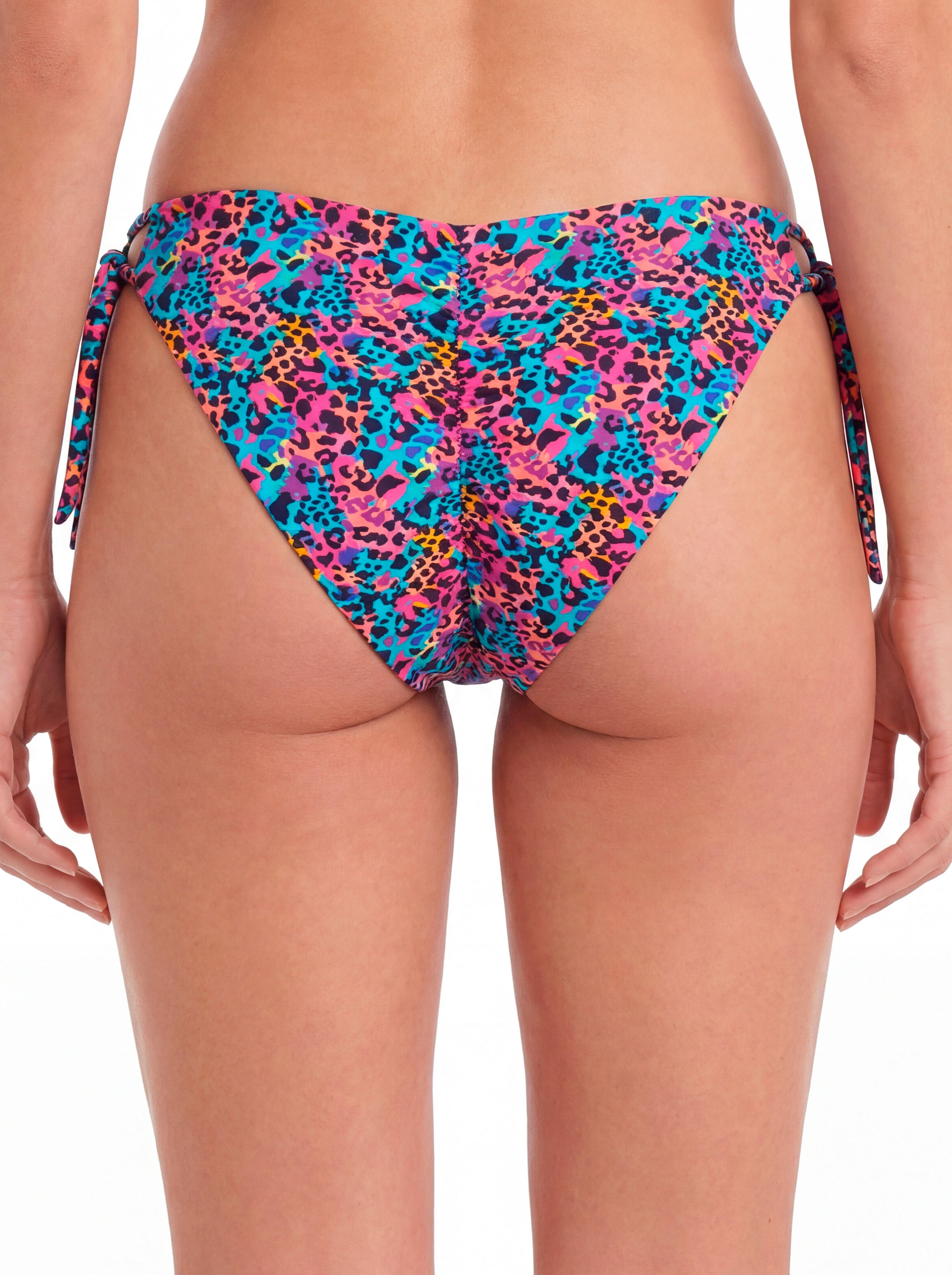 BIKINI MUJER CALZON CLASICO CON AMARRAS ESTAMPADO NEGRO - 2