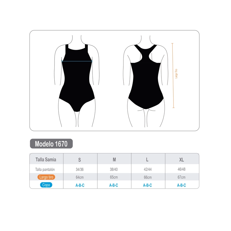 TRAJE DE BAÑO MUJER NATACION CON CIERRE NARANJA - 3