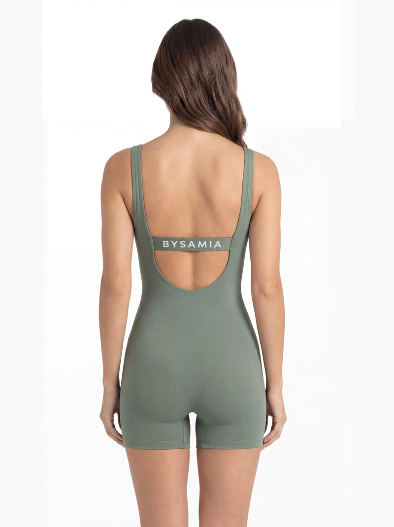 TRAJE DE BAÑO MUJER NATACION PIERNA CORTA ELASTICO VERDE - 2