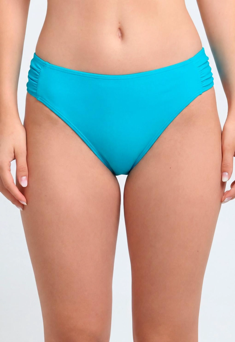 BIKINI CLASICO COSTADOS DRAPEADOS TURQUESA - 1