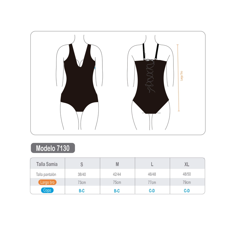 TRAJE DE BAÑO REDUCTOR AJUSTABLE NEGRO - 5
