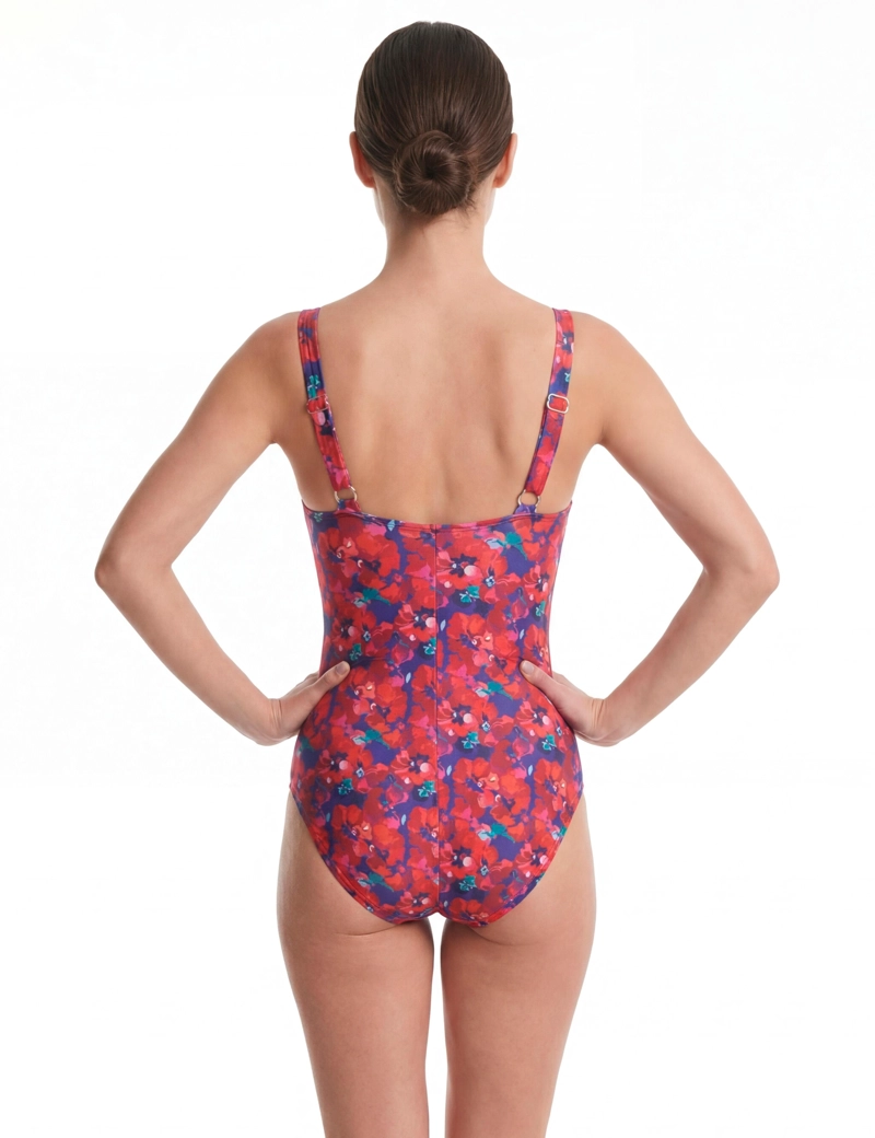 TRAJE DE BAÑO REDUCTOR COPA DOBLE D ESTAMPADO ROJO - 2