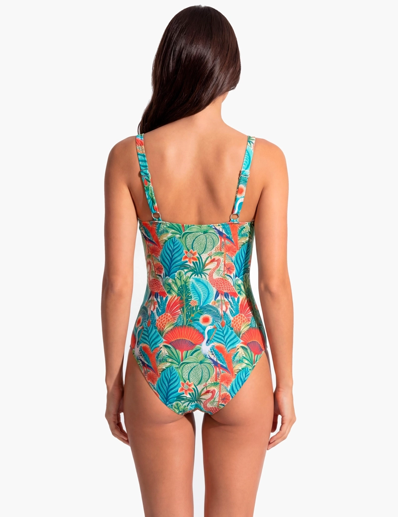 TRAJE DE BAÑO REDUCTOR COPA DOBLE D ESTAMPADO VERDE - 2