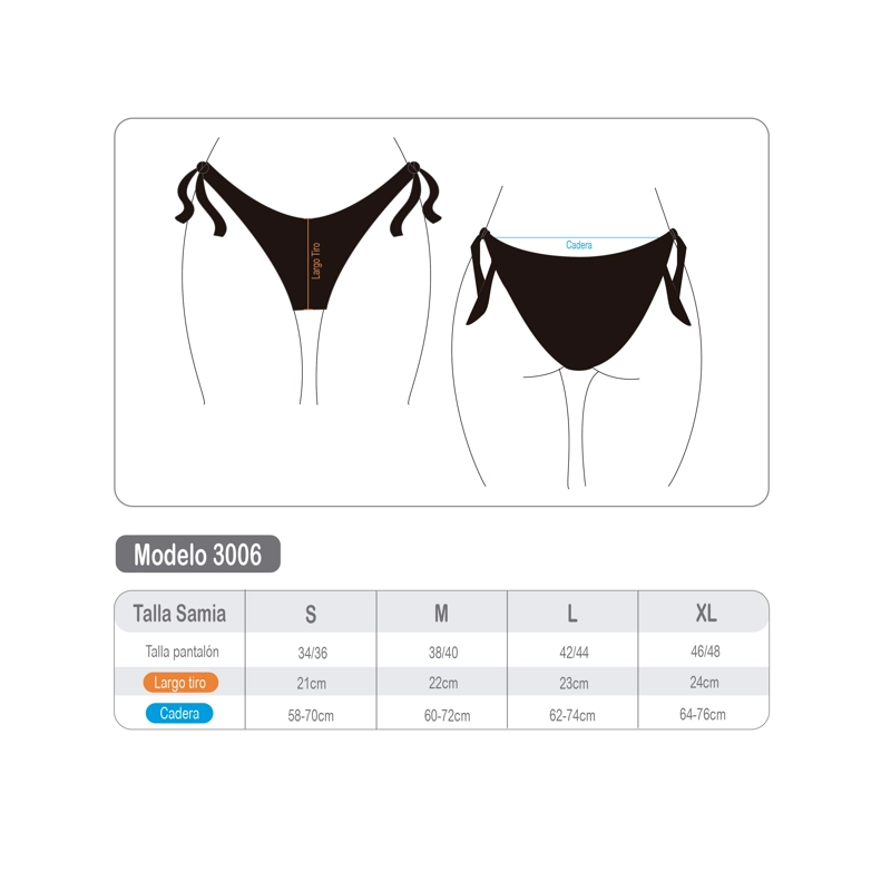 BIKINI CALZON CLASICO CON AMARRAS NEGRO - NEGRO - S - 3