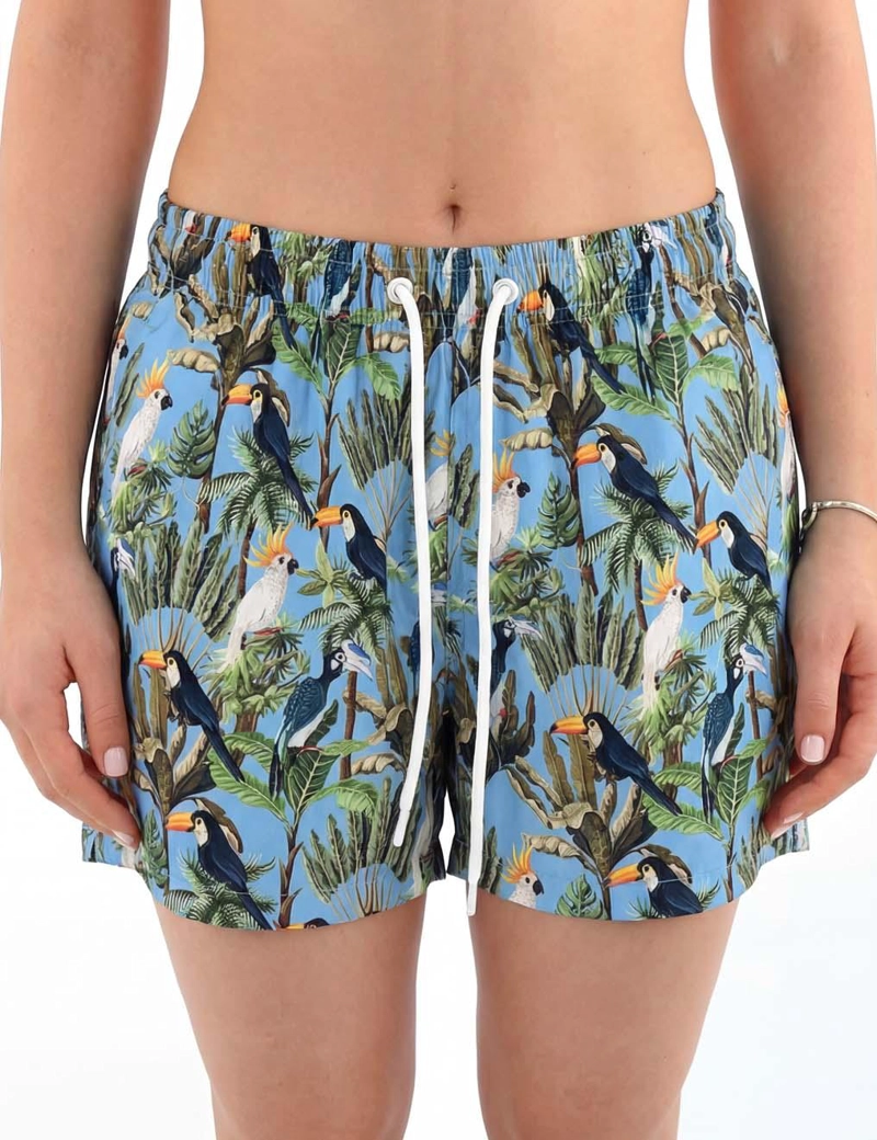 TRAJE DE BAÑO CORTO MUJER ESTAMPADO CELESTE SECADO RAPIDO - CELESTE - XXL - 1