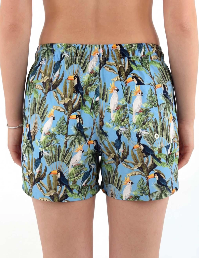 TRAJE DE BAÑO CORTO MUJER ESTAMPADO CELESTE SECADO RAPIDO - CELESTE - XXL - 2