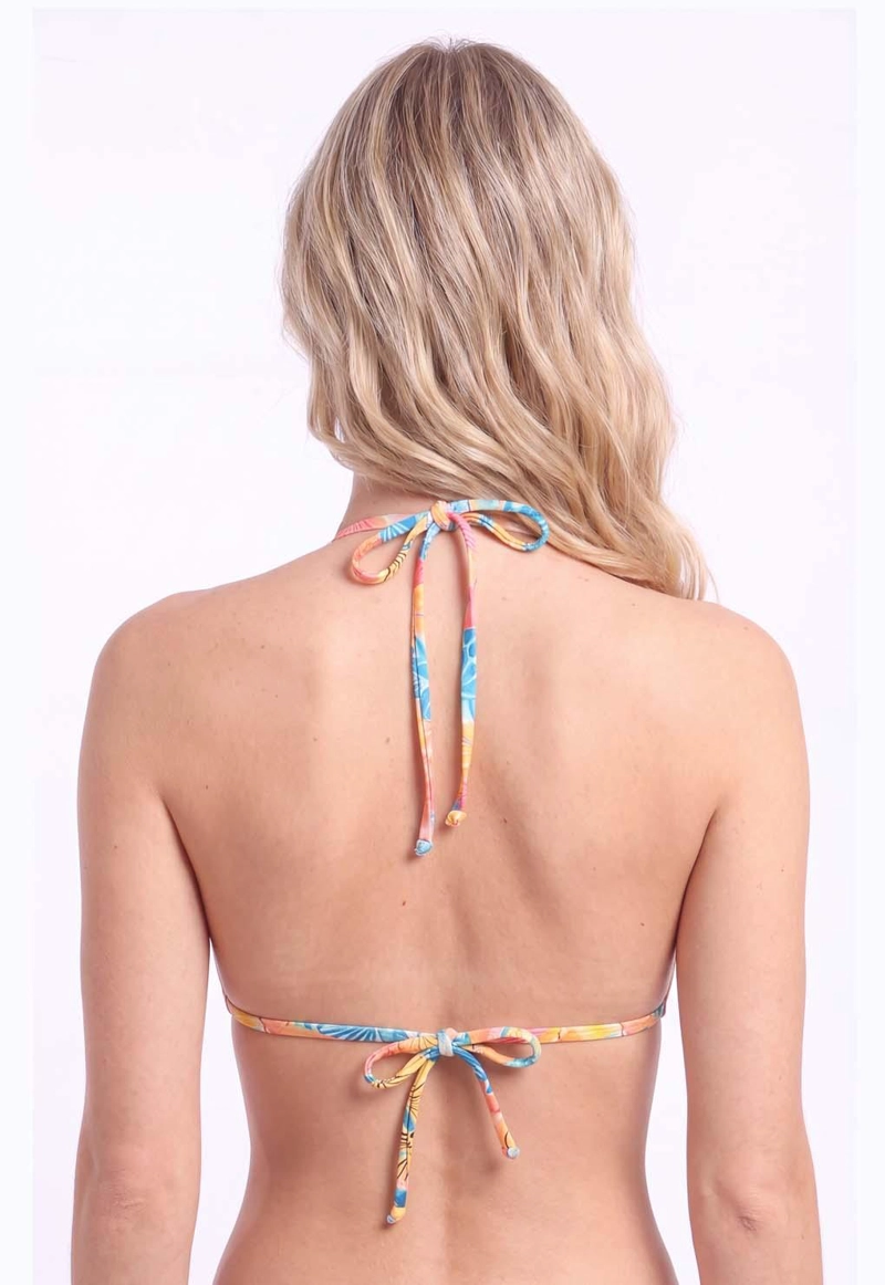 BIKINI TRIANGULO ARGOLLA CENTRAL ESTAMPADO CORAL - 2