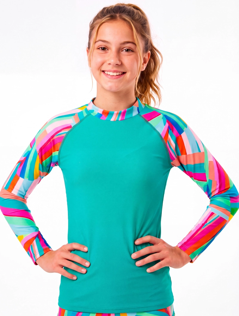 POLERA NIÑA PROTECCION UV ESTAMPADO VERDE - VERDE - 8 - 1
