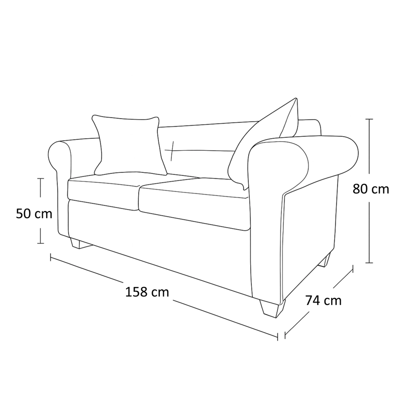 SOFÁ MUEBLES BARCELONA 2 CUERPOS FELPA GRIS - 3