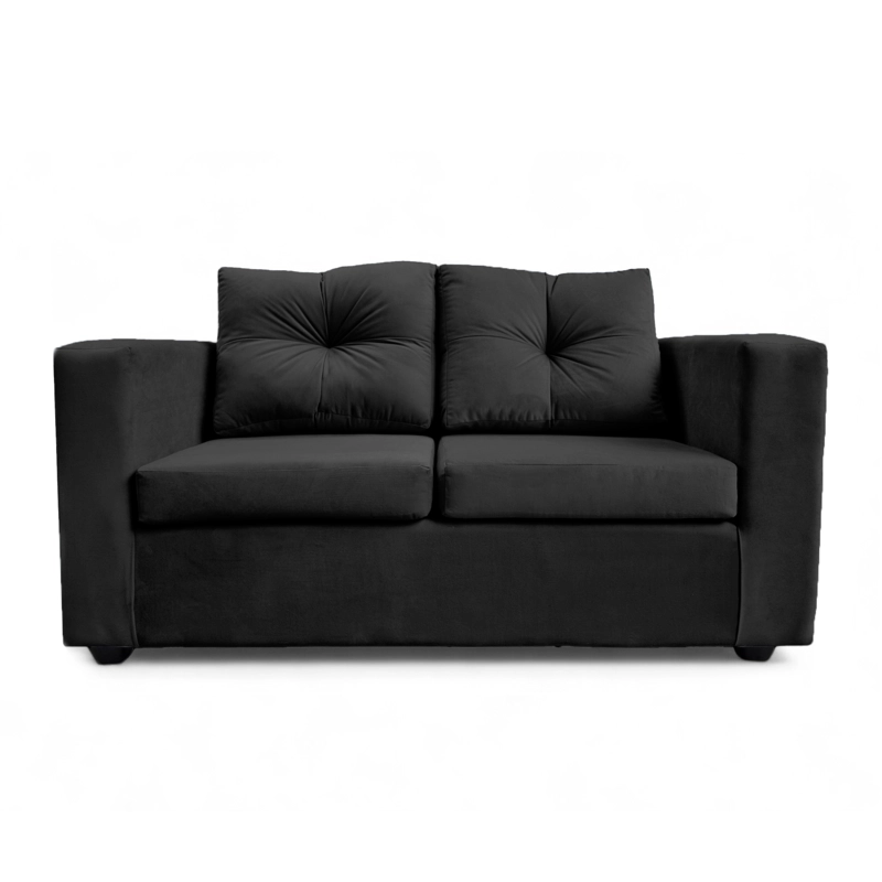 SOFÁ MUEBLES BARCELONA BILBAO 2 CUERPOS FELPA NEGRO - 1