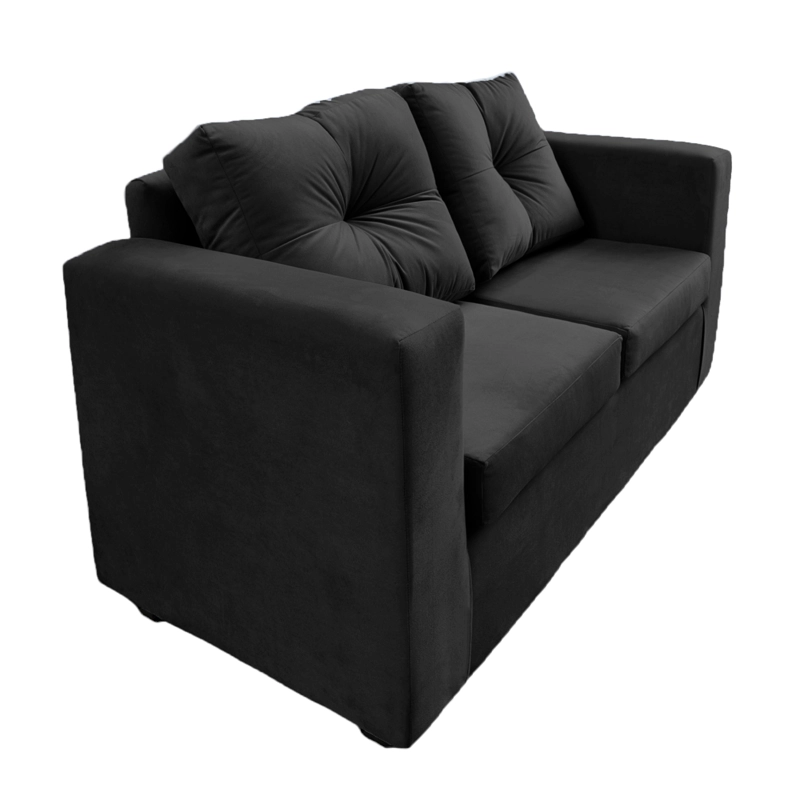 SOFÁ MUEBLES BARCELONA BILBAO 2 CUERPOS FELPA NEGRO - 2