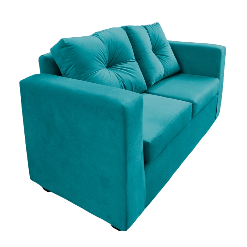 SOFÁ MUEBLES BARCELONA BILBAO 2 CUERPOS FELPA TURQUESA - 2