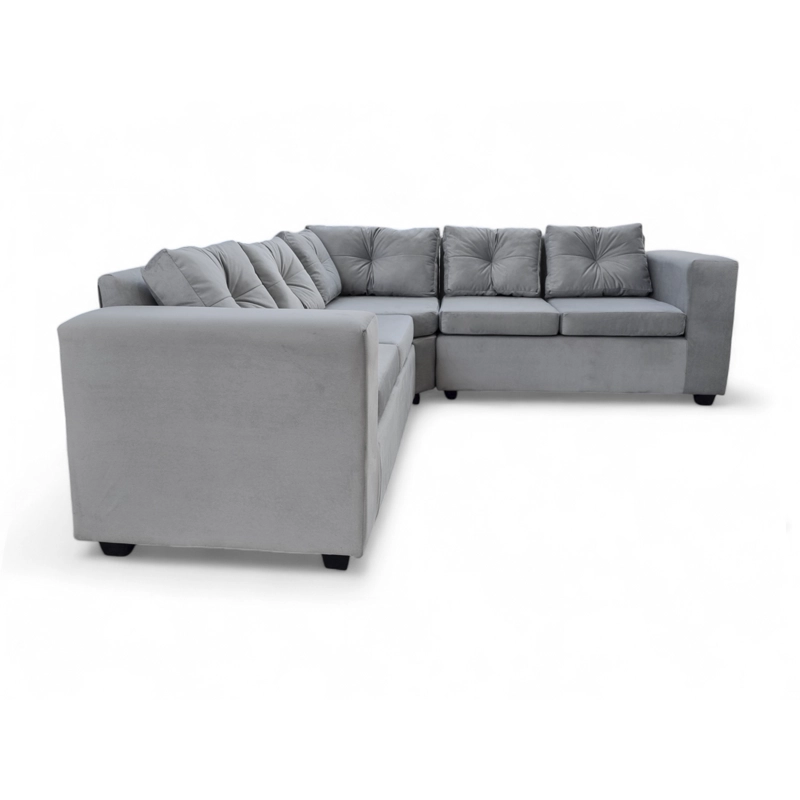 SOFÁ MUEBLES BARCELONA SAN SEBASTIÁN 5 CUERPOS FELPA GRIS SECCIONAL - 2