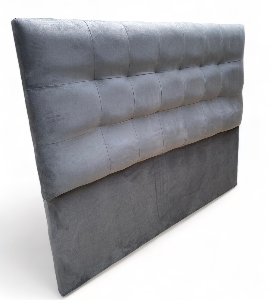 RESPALDO MUEBLES BARCELONA CAMA VALENCIA 2 PLAZAS FELPA GRIS - 1