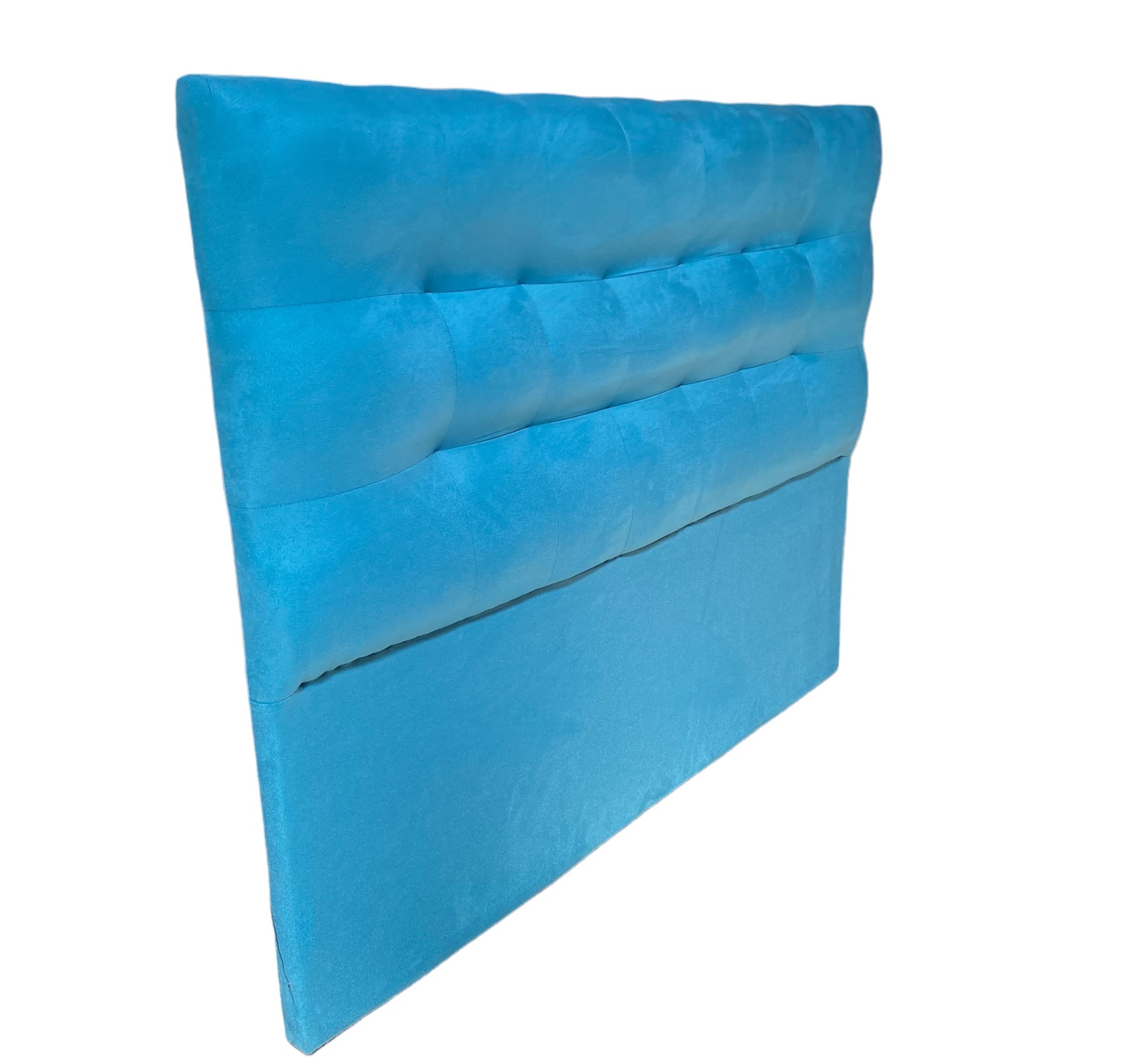 RESPALDO MUEBLES BARCELONA CAMA VALENCIA 2 PLAZAS FELPA TURQUESA - 1