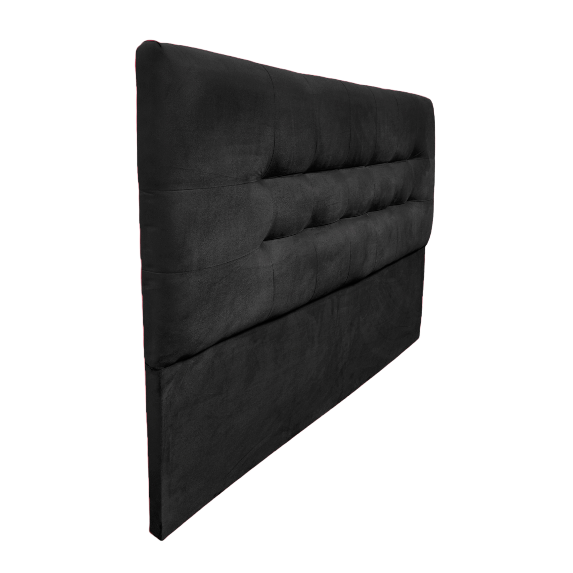 RESPALDO MUEBLES BARCELONA CAMA VALENCIA 2 PLAZAS FELPA NEGRO - 2