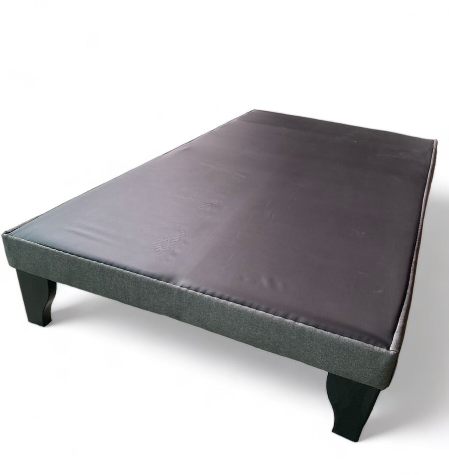 BASE CAMA EUROPEA MUEBLES BARCELONA 1.5 PLAZAS TELA GRIS OSCURO - 1