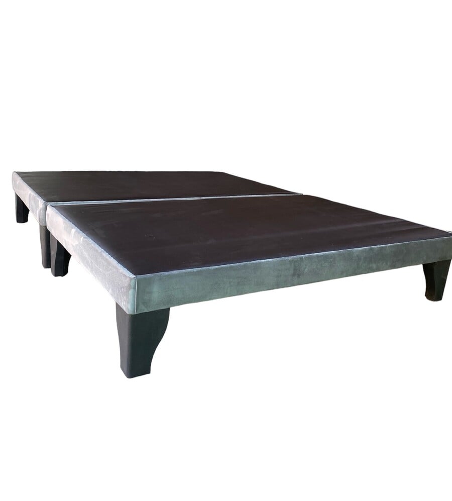 BASE CAMA EUROPEA MUEBLES BARCELONA 2 PLAZAS DIVIDIDA FELPA GRIS - 1