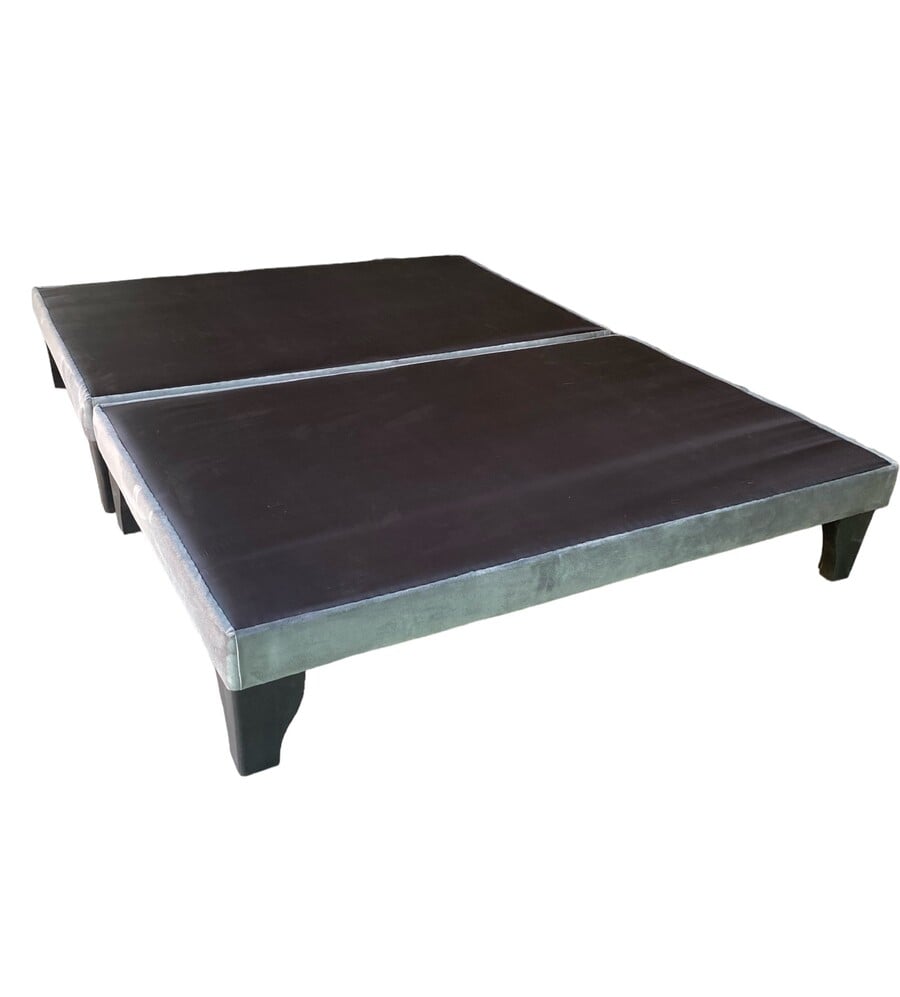 BASE CAMA EUROPEA MUEBLES BARCELONA 2 PLAZAS DIVIDIDA FELPA GRIS - 2