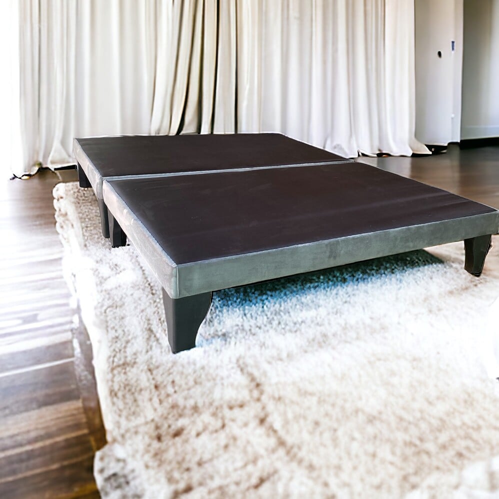 BASE CAMA EUROPEA MUEBLES BARCELONA 2 PLAZAS DIVIDIDA FELPA GRIS - 4